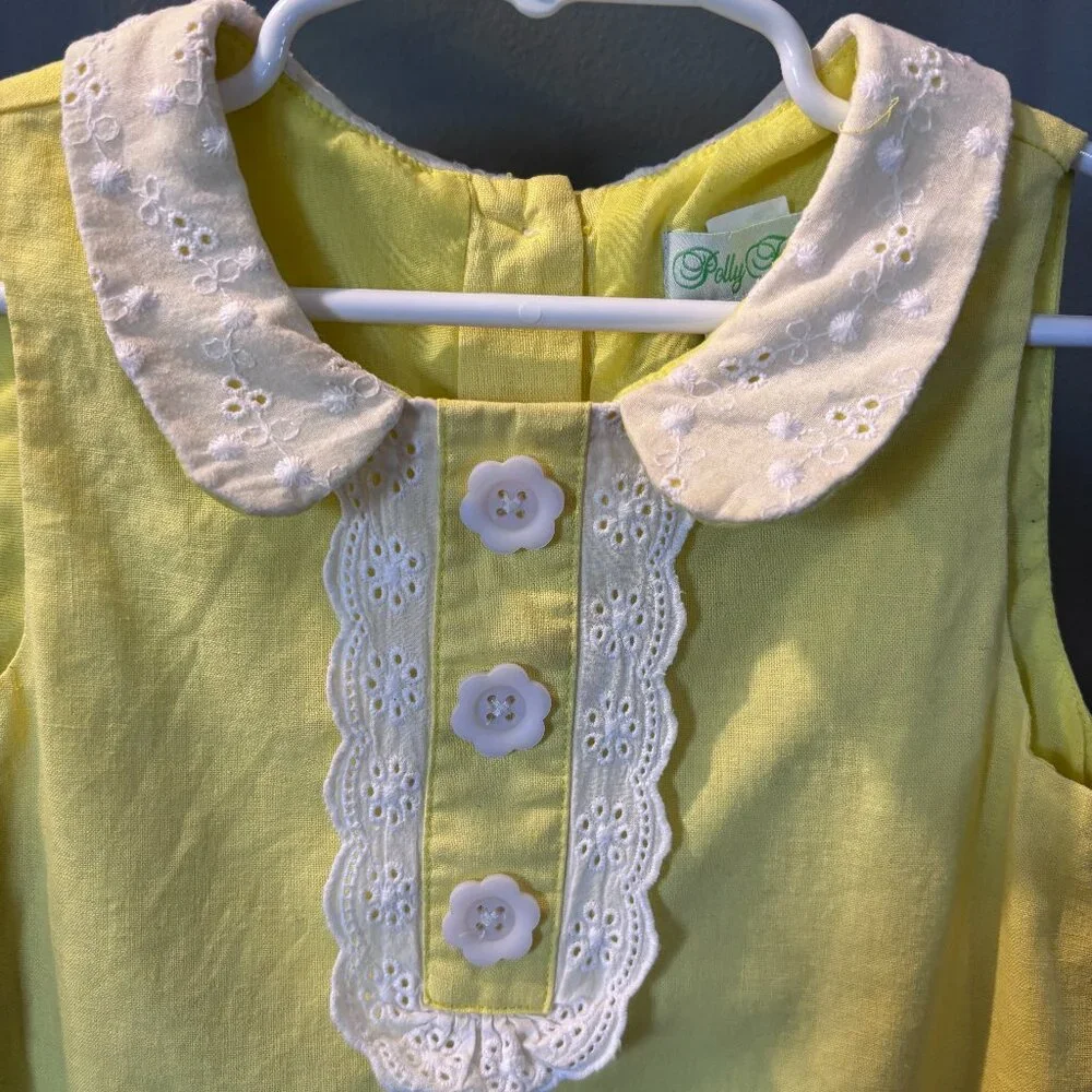 Vintage Polly Flinders Yellow Sleeveless Mod Girl's Dress - Picture 3 of 7